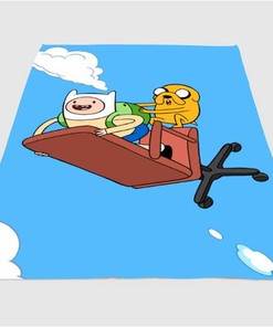 Flying Finn And Jack Adventure Time Sherpa Fleece Blanket Gifts for Family, for Couple