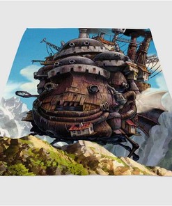 Flying Ship Ghibli Sherpa Fleece Blanket Gifts for Family, for Couple