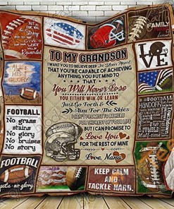 Football Grandson, Love, Grandma Quilt Blanket And Bedding Set Option