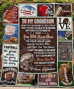 Football Grandson, Love, Grandma Quilt Blanket Bedding Set
