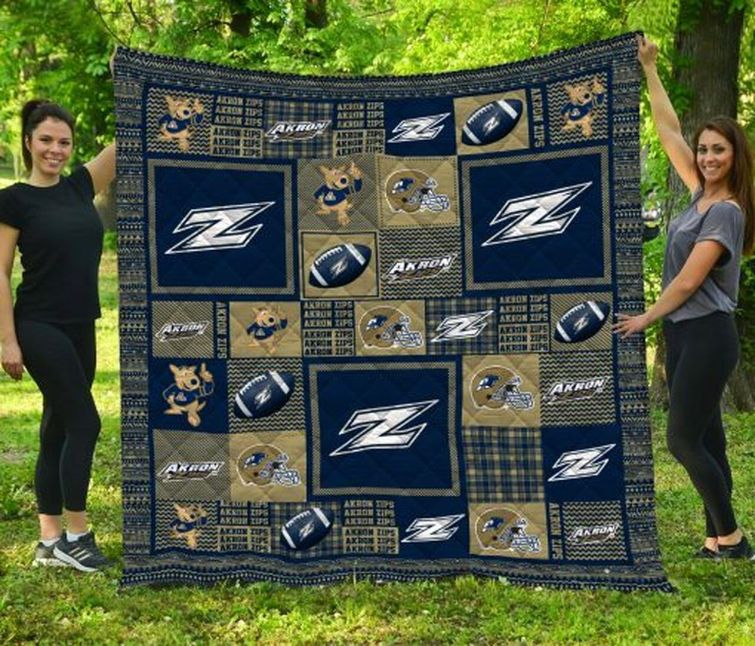 Football Ncaa Akron Zips Collection Collected Loved Quilt Blanket Bedding Set