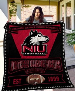 Football Team Ncaa Northern Illinois Hukies Collection Green Quilt Blanket Bedding Set