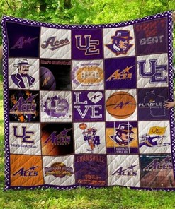 For Fans Ncaa Evanville Purple Aces Collection Combined Quilt Blanket Bedding Set