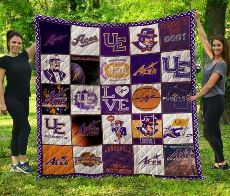 For Fans Ncaa Evanville Purple Aces Collection Combined Quilt Blanket Bedding Set