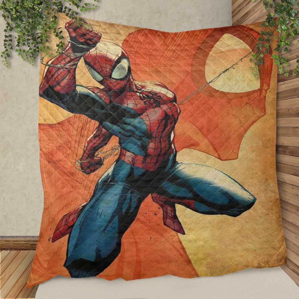 For Sunset Spiderman Lover Marvel Christmas Gifts Lover Quilt Blanket Bedding Set, spiderman Quilt Blanket Bedding Set