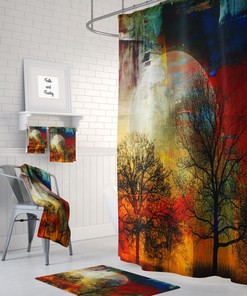 Forest Sunset Shower Curtain for Bathroom Decor, Home Decor