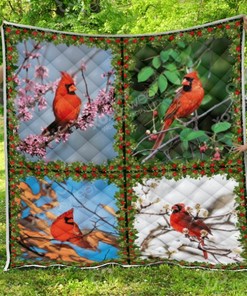 Four Seasons Cardinal Quilt Blanket Bedding Set