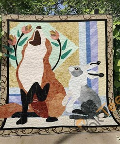 Fox And Bunny Quilt Blanket Bedding Set
