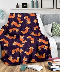 Fox And Star In The Night Sky Quilt Blanket Bedding Set