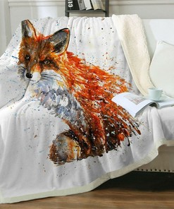 Fox Animal Watercolour Painting Premium Comfy Sofa Throw Blanket