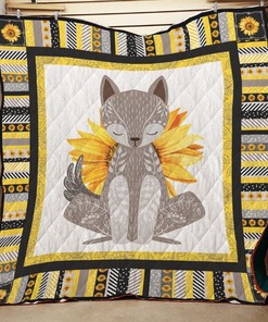 Fox Sunflower Fox Quilt Blanket Bedding Set for Home Décor