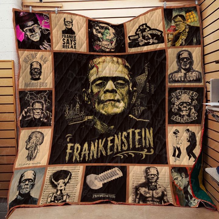 Frankenstein Halloween Frankie Says Relax Quilt Blanket