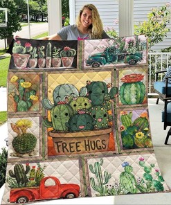 Free Hug Cactus Fleece Blanket Quilt Blanket Bedding Set