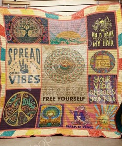 Free Yourself Your Vibe Attracts Your Tribe Hippie Quilt Blanket Bedding Set