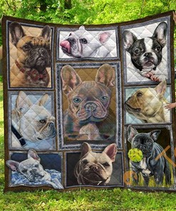 French Bulldog Quilt Blanket Bedding Set With Pilliwcases Option Ver3