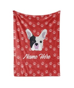 Frenchie French Bulldog Personalized Custom Blanket With Your Family Or Dog's Name - Great Gifts For Dog Lovers