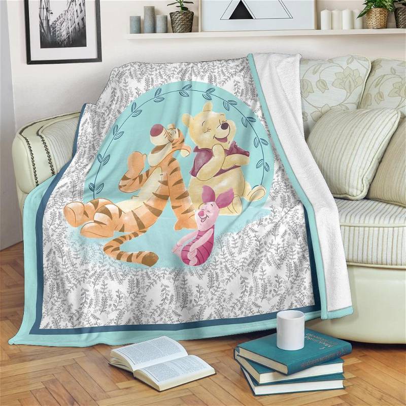Friend Funny Winnie The Pooh Sherpa Fleece Blanket Gifts for Family, for Couple