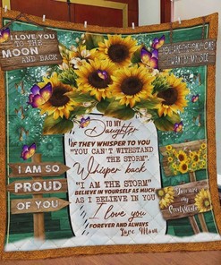 From Mom To My DaughterI Love You To The Moon And Back Personalized Quilt Blanket Bedding Set
