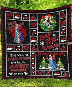 Frozen Disney Princess Personalized Quilt Blanket Bedding Set - Christmas Theme Gift Idea