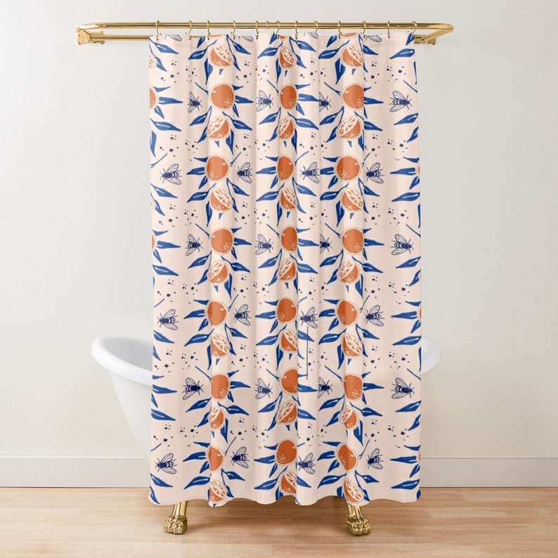 Fruits Flowers Shower Curtain Boho Abstract Fruits Eco-Friendly Waterproof Colorful Shower Curtain Tropical Design - Image 2