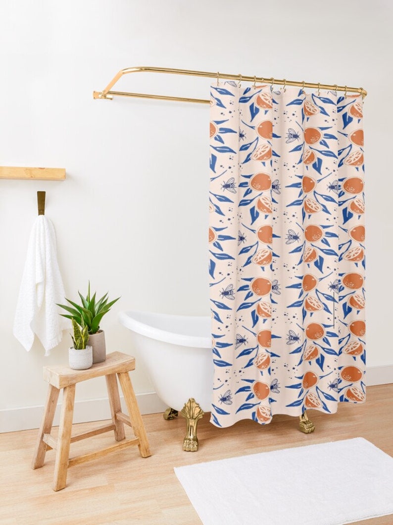 Fruits Flowers Shower Curtain Boho Abstract Fruits Eco-Friendly Waterproof Colorful Shower Curtain Tropical Design - Image 3