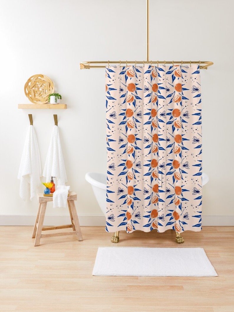 Fruits Flowers Shower Curtain Boho Abstract Fruits Eco-Friendly Waterproof Colorful Shower Curtain Tropical Design - Image 4