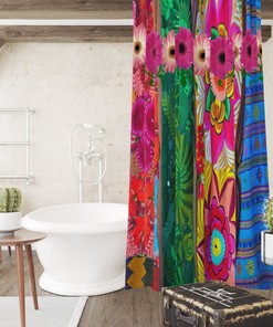Funky Hippie Shower Curtain Towels and Bath Mat Options