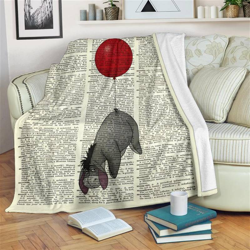 Funny Ballon Eeyore Winnie The Pooh Sherpa Fleece Blanket Gifts for Family, for Couple