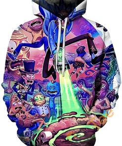 Funny Cartoon Cosplay Print Pullover With Front Pocket Hoodie 3D 1