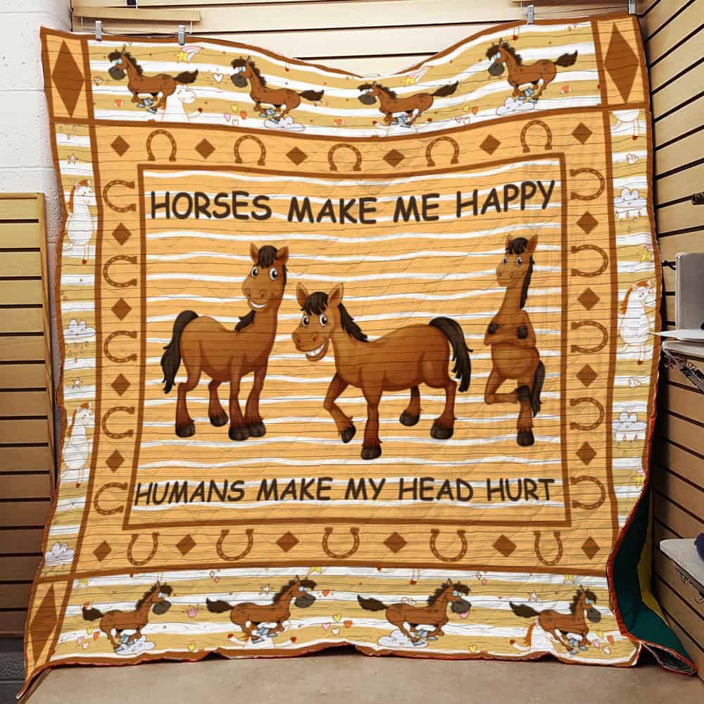 Funny Cartoon Horse By Quote Quilt Blanket Bedding Set