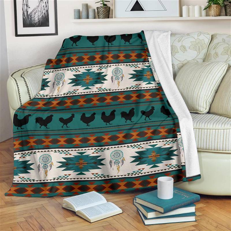 Funny Chicken Farmer Sherpa Fleece Blanket Gifts for Family, for Couple
