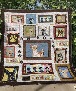 Funny Chihuahua On The Frame Quilt Blanket Bedding Set