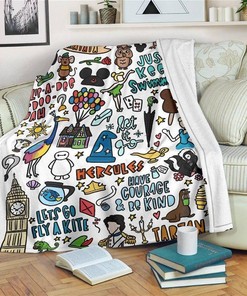 Funny Disney Doodle Sherpa Blanket Fleece Blanket Funny Gifts