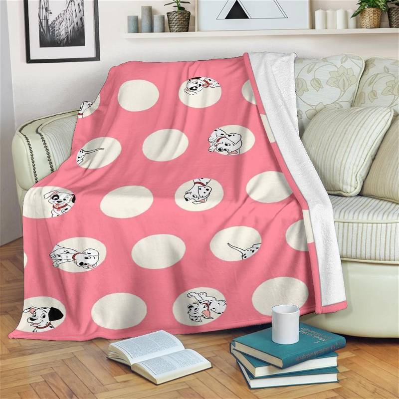 Funny Dot Pink Dalmatian Sherpa Fleece Blanket Gifts for Family, for Couple