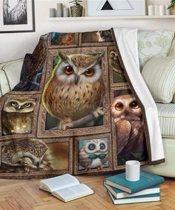 Funny Face Owl Owl Lover Sherpa Fleece Blanket Gifts for Family, for Couple