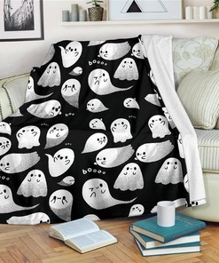 Funny Ghosts Sherpa Fleece Blanket Gifts for Family, for Couple