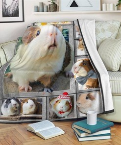 Funny Guinea Pig Fleece Guinea Pig Lover Sherpa Fleece Blanket Gifts for Family, for Couple