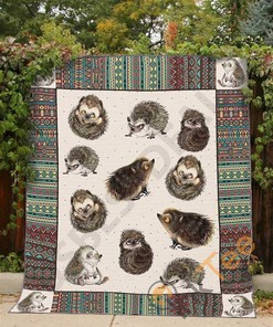 Funny Hedgehog Poses Quilt Blanket Bedding Set