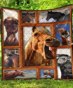 Funny Horse Picture Collection Quilt Blanket Bedding Set