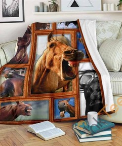 Funny Horse Sherpa Fleece Blanket Gifts for Family, for Couple