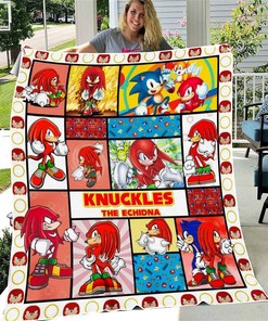 Funny Knuckles And Sonic Blanket Gift For Fans Cartoon Movie Quilt