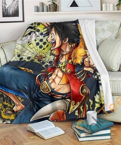Funny Luffy One Piece Sherpa Blanket Fleece Blanket Gifts for Family