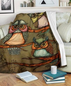 Funny Owls Owl Lover Sherpa Fleece Blanket Gifts for Family, for Couple
