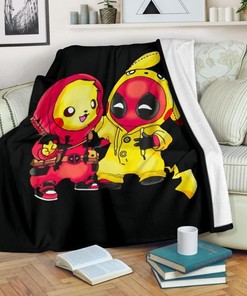 Funny Pikachu Deadpool Change Shirt Fleece Blanket Gift For Fan, Quilt Blanket Bedding Set Gift