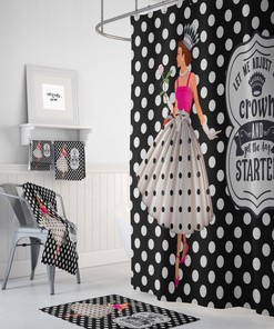 Funny Retro Style Shower Curtain, Bath, Towels,