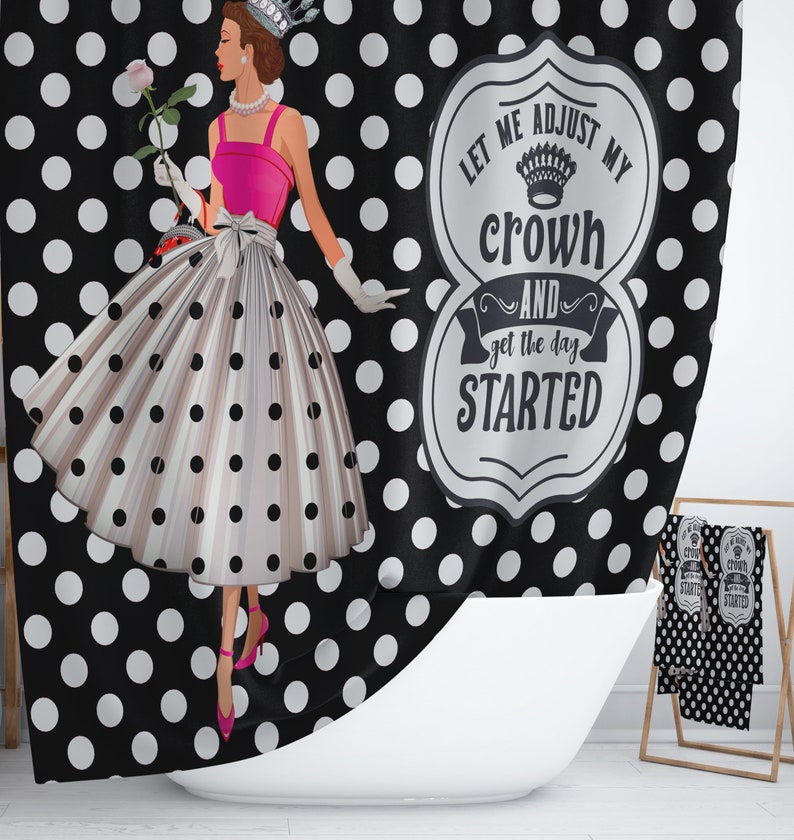 Funny Retro Style Shower Curtain, Bath, Towels, - Image 2