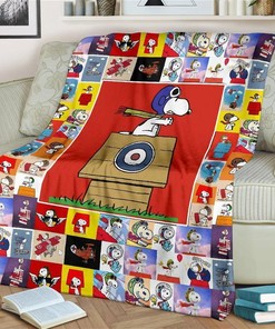 Funny Snoopy Aviators Sherpa Fleece Blanket Gifts for Family, for Couple