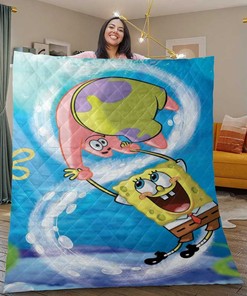 Funny Spongebob Squarepants Quilt Blanket Bedding Set, Gift For Fan, Spongebob And Patrick Star Quilt Blanket Bedding Set