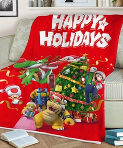 Funny Super Mario Games Lucky Christmas, Super Mario Gift For Fan Comfy Throw Blanket Gift