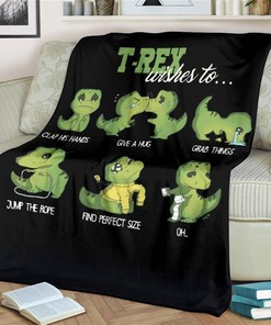 Funny T-rex Wishes To Dinosaur Sherpa Fleece Blanket Gifts for Family, for Couple